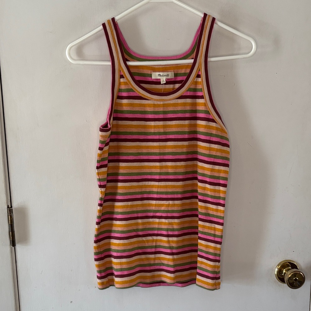 Madewell retro multicolored striped ribbed knit tank top Size Medium